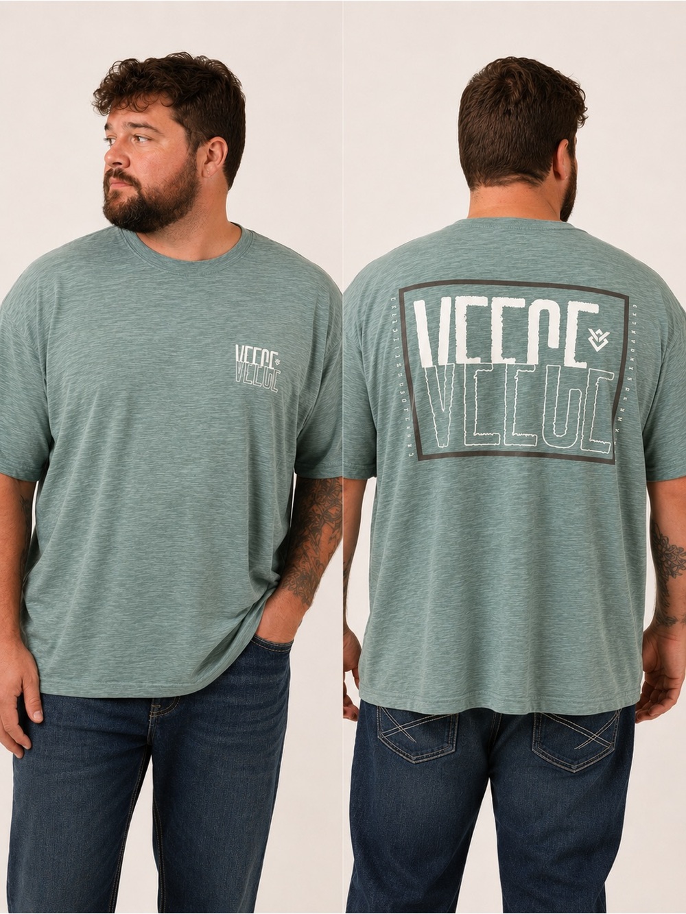 Veece Fun House Reflective Graphic Tee Sage Green 2XL NWT